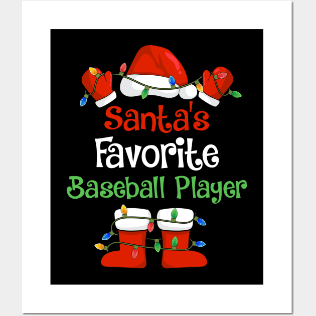 Santa's Favorite Baseball Player Funny Christmas Pajamas Wall Art by cloverbozic2259lda